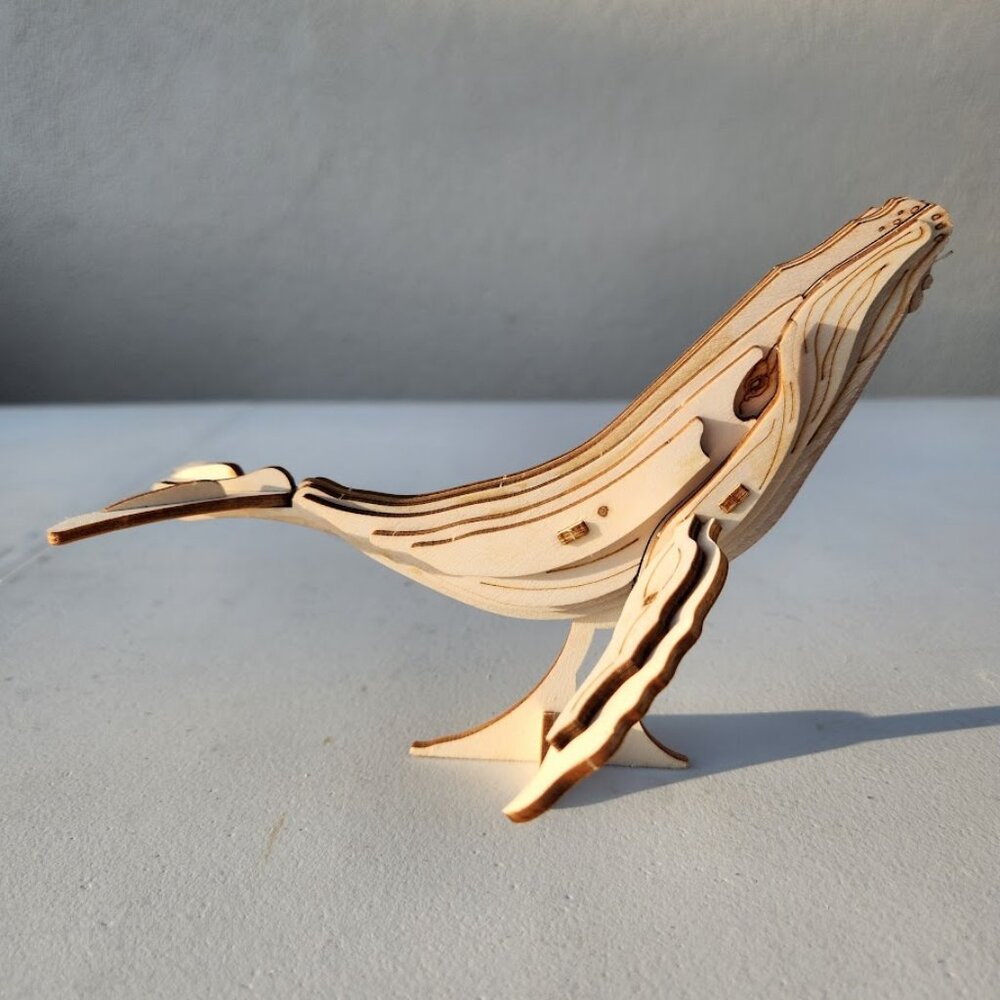 NEW Wood Whale Puzzle Sea Animal Nautical Ocean Decor Bookshelf Desk Decoration